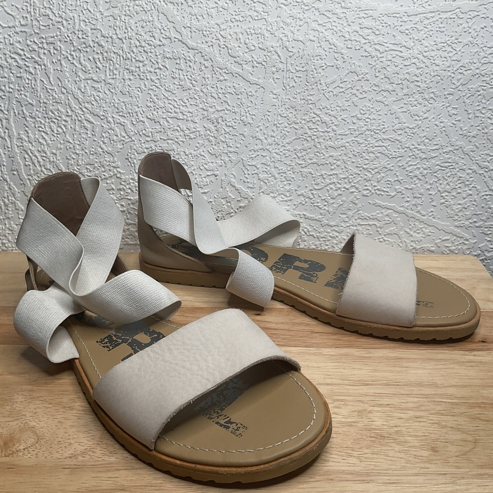 Sorel Ella ll Leather Ankle‎ Wrap Strappy Sandals - Oatmeal Size 11 Summer Shoe